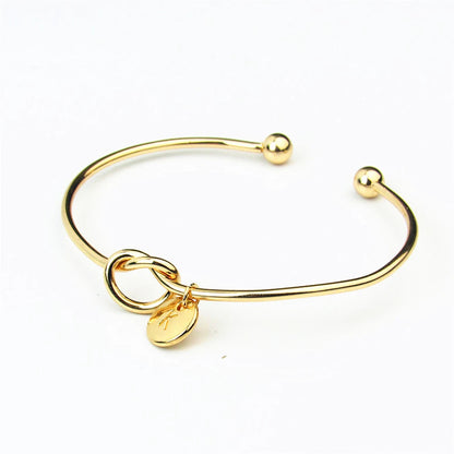 Rose Gold/Silver Color Alloy Letter Bracelet Snake Chain Charm
