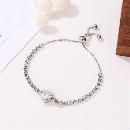 Round Rose Gold Color Cubic Zirconia Charm Bracelet