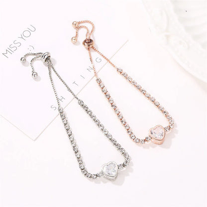 Round Rose Gold Color Cubic Zirconia Charm Bracelet