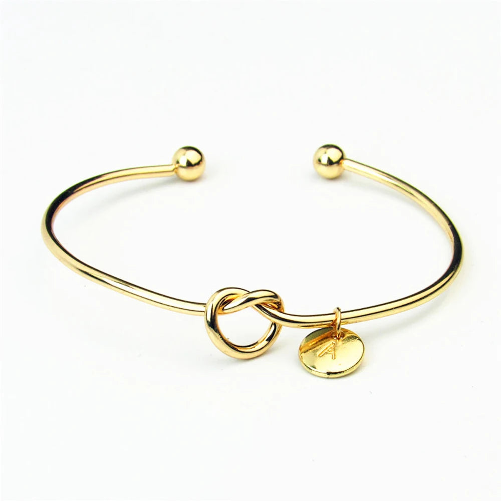 Rose Gold/Silver Color Alloy Letter Bracelet Snake Chain Charm