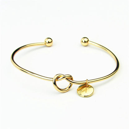 Rose Gold/Silver Color Alloy Letter Bracelet Snake Chain Charm