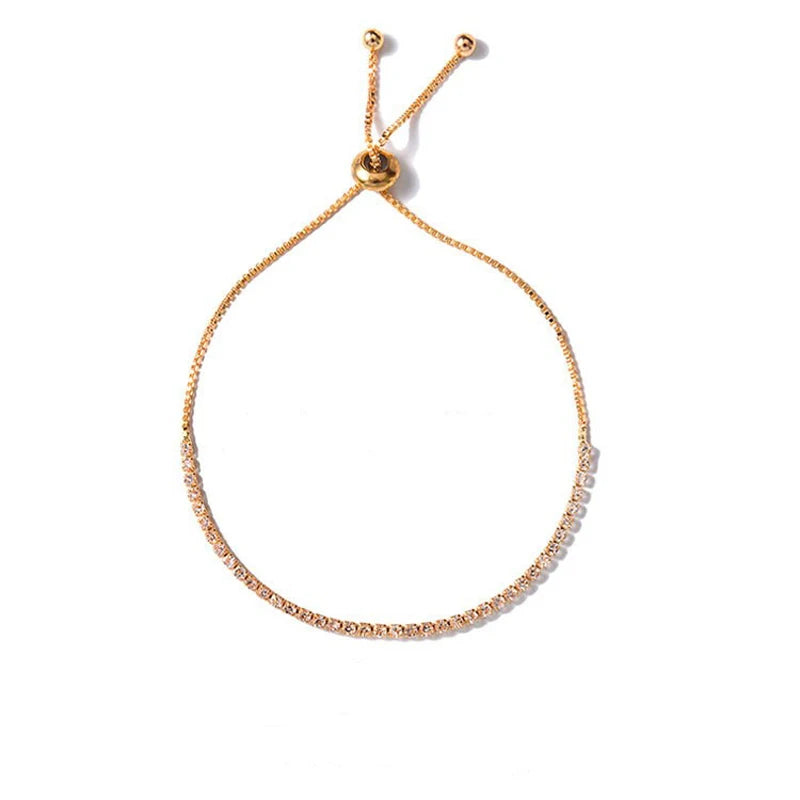 Round Rose Gold Color Cubic Zirconia Charm Bracelet