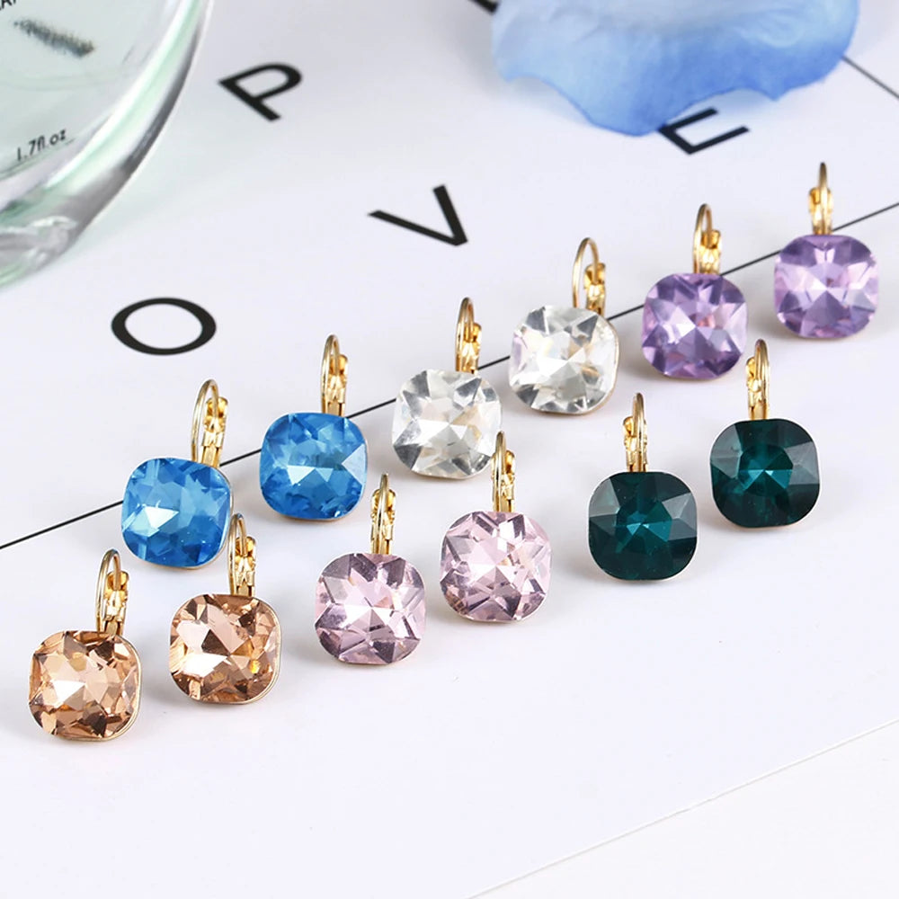 Gold White Pink Blue Green Purple Austrian Crystal Rhinestone Earring