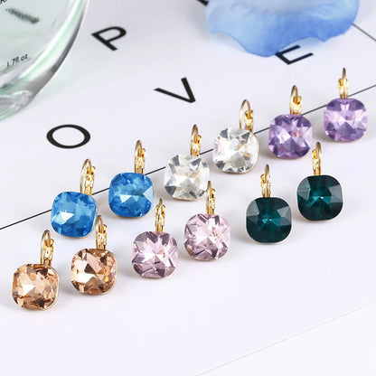 Gold White Pink Blue Green Purple Austrian Crystal Rhinestone Earring