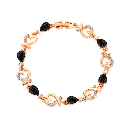 5 Colors Beautiful Colorful Austrian Crystal Heart Chain Bracelet