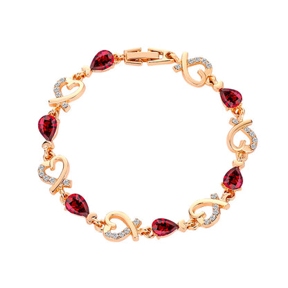 5 Colors Beautiful Colorful Austrian Crystal Heart Chain Bracelet