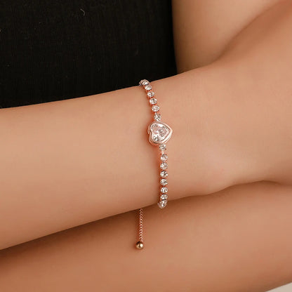 Round Rose Gold Color Cubic Zirconia Charm Bracelet