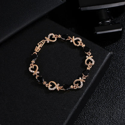 5 Colors Beautiful Colorful Austrian Crystal Heart Chain Bracelet