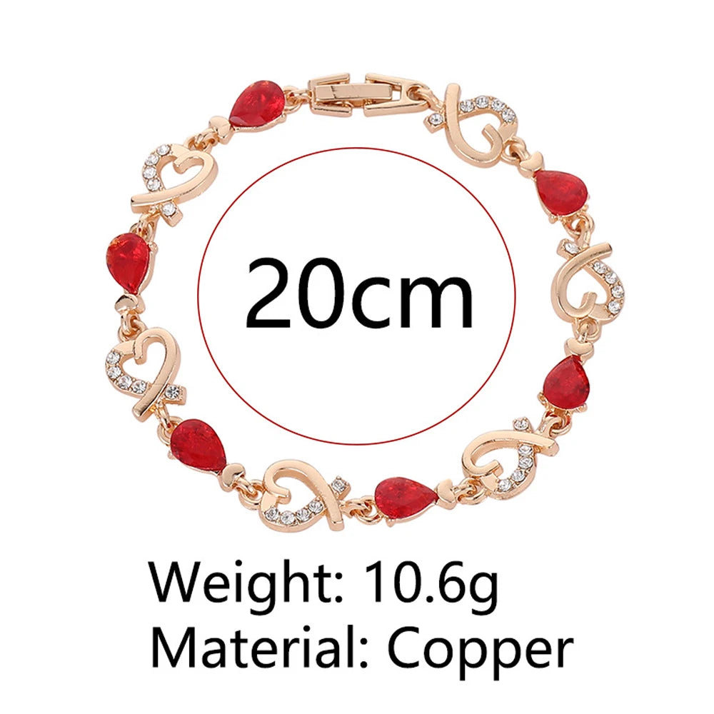 5 Colors Beautiful Colorful Austrian Crystal Heart Chain Bracelet