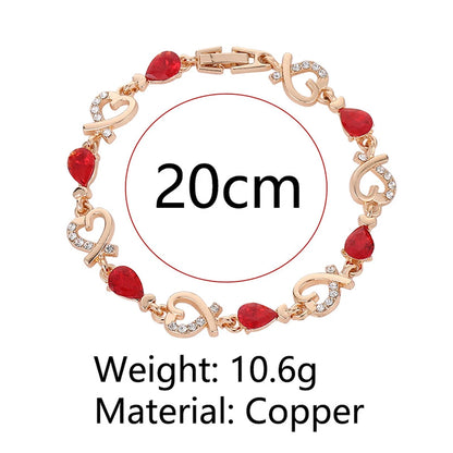 5 Colors Beautiful Colorful Austrian Crystal Heart Chain Bracelet