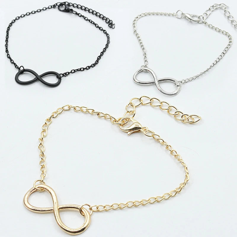 Silver Color Metal Cross Infinite Bracelet & Bangle Charm Chain Bracelet