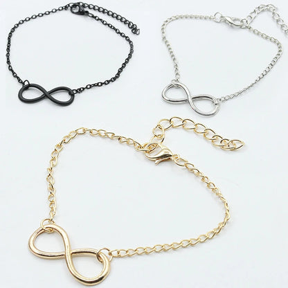 Silver Color Metal Cross Infinite Bracelet & Bangle Charm Chain Bracelet