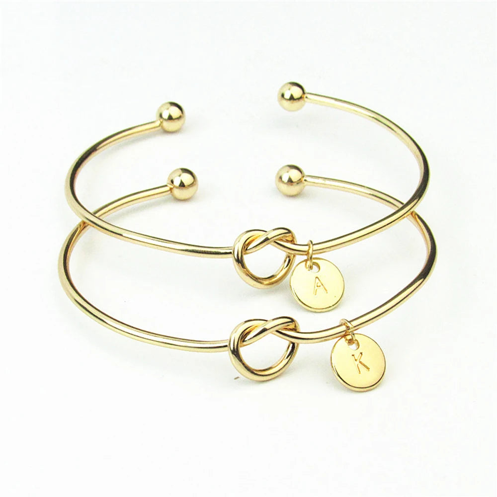 Rose Gold/Silver Color Alloy Letter Bracelet Snake Chain Charm