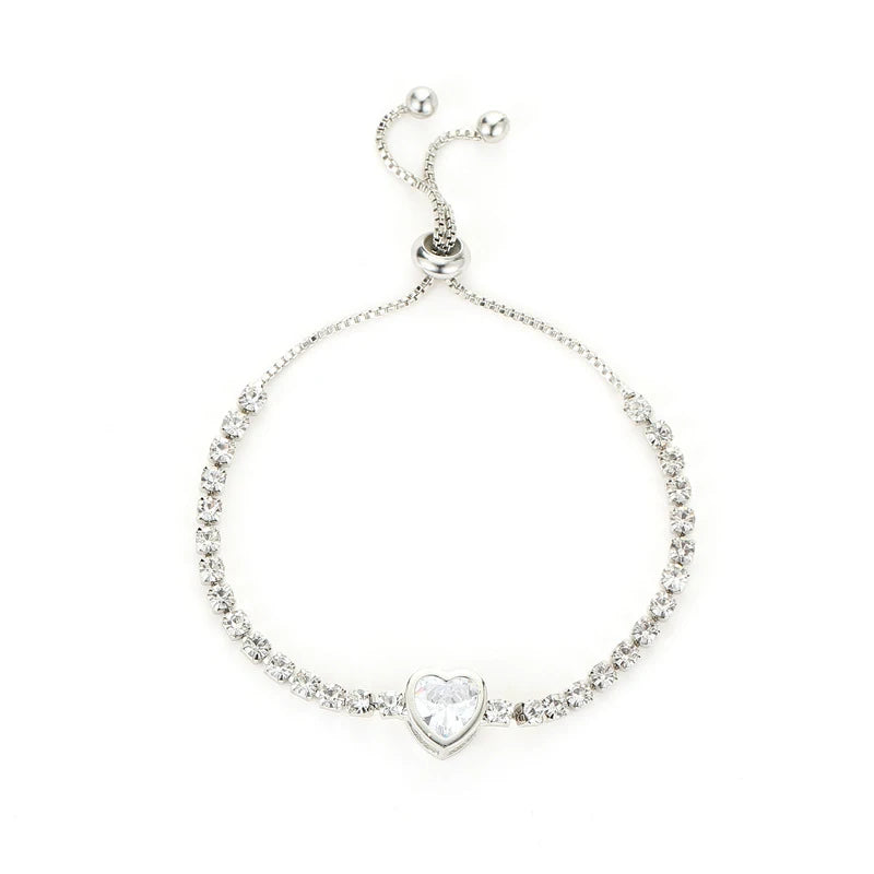 Round Rose Gold Color Cubic Zirconia Charm Bracelet
