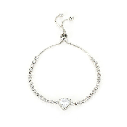 Round Rose Gold Color Cubic Zirconia Charm Bracelet