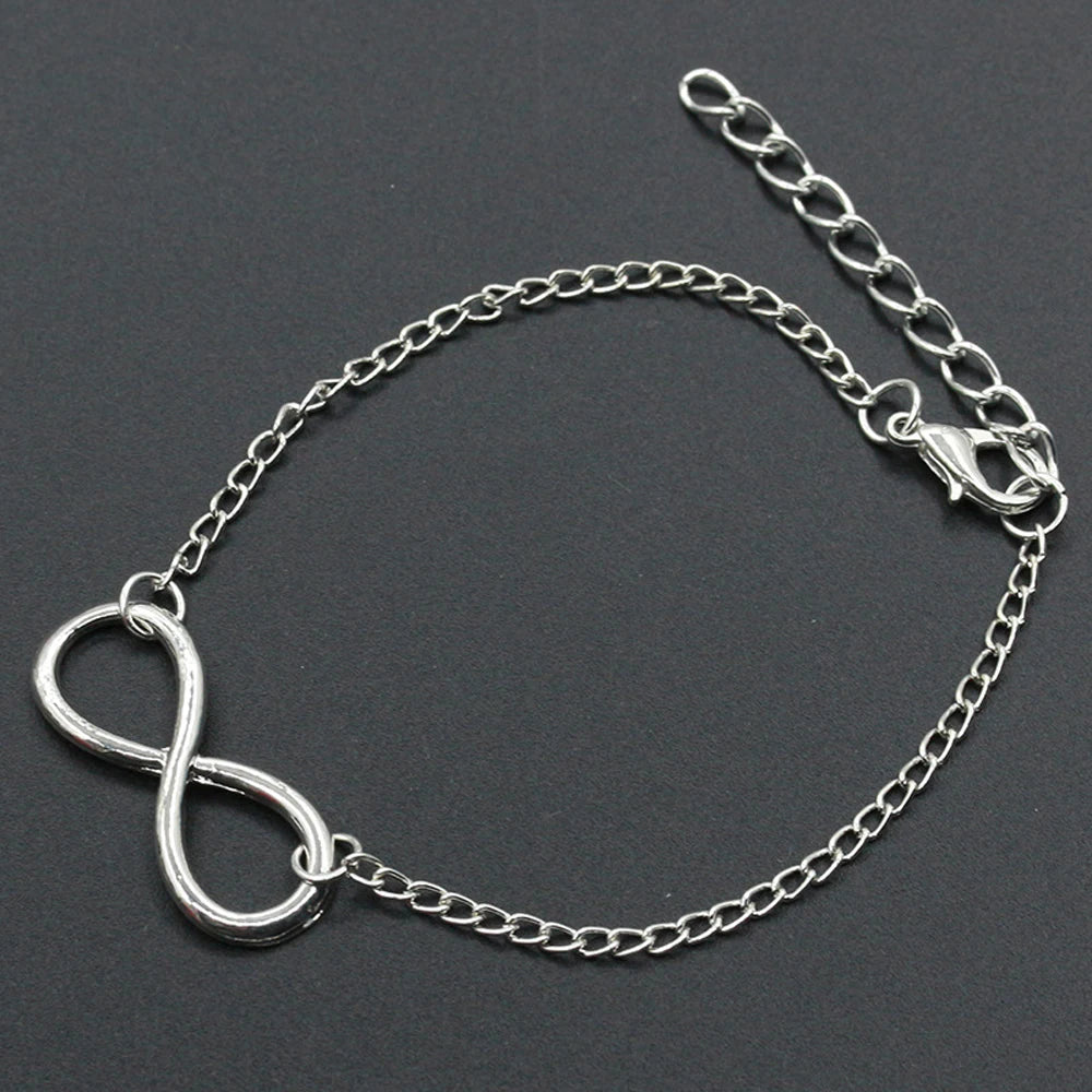 Silver Color Metal Cross Infinite Bracelet & Bangle Charm Chain Bracelet