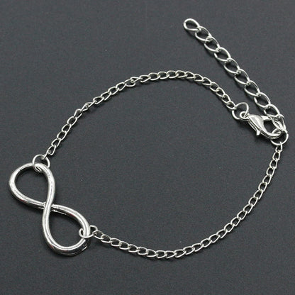 Silver Color Metal Cross Infinite Bracelet & Bangle Charm Chain Bracelet