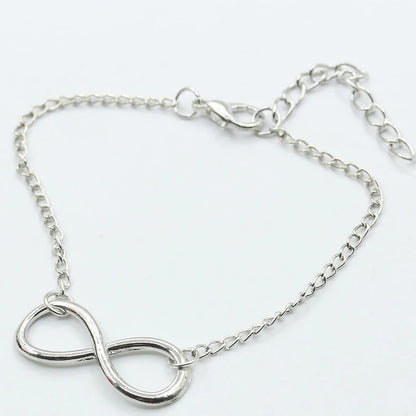 Silver Color Metal Cross Infinite Bracelet & Bangle Charm Chain Bracelet