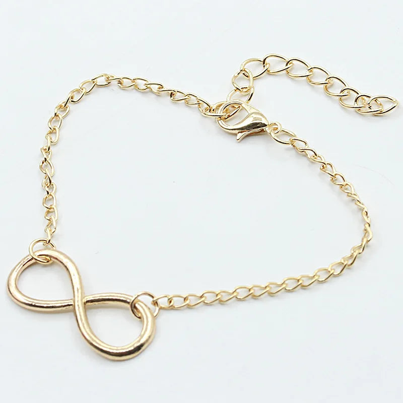 Silver Color Metal Cross Infinite Bracelet & Bangle Charm Chain Bracelet