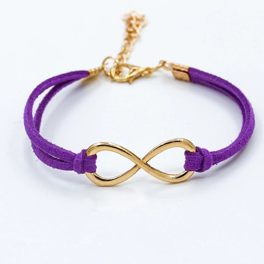 12 Colors European Cheap Punk Fashion Vintage Infinity 8 Cross Leather Bracelet