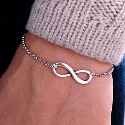 Silver Color Metal Cross Infinite Bracelet & Bangle Charm Chain Bracelet