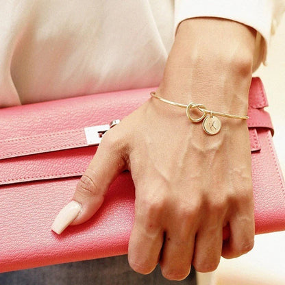 Rose Gold/Silver Color Alloy Letter Bracelet Snake Chain Charm
