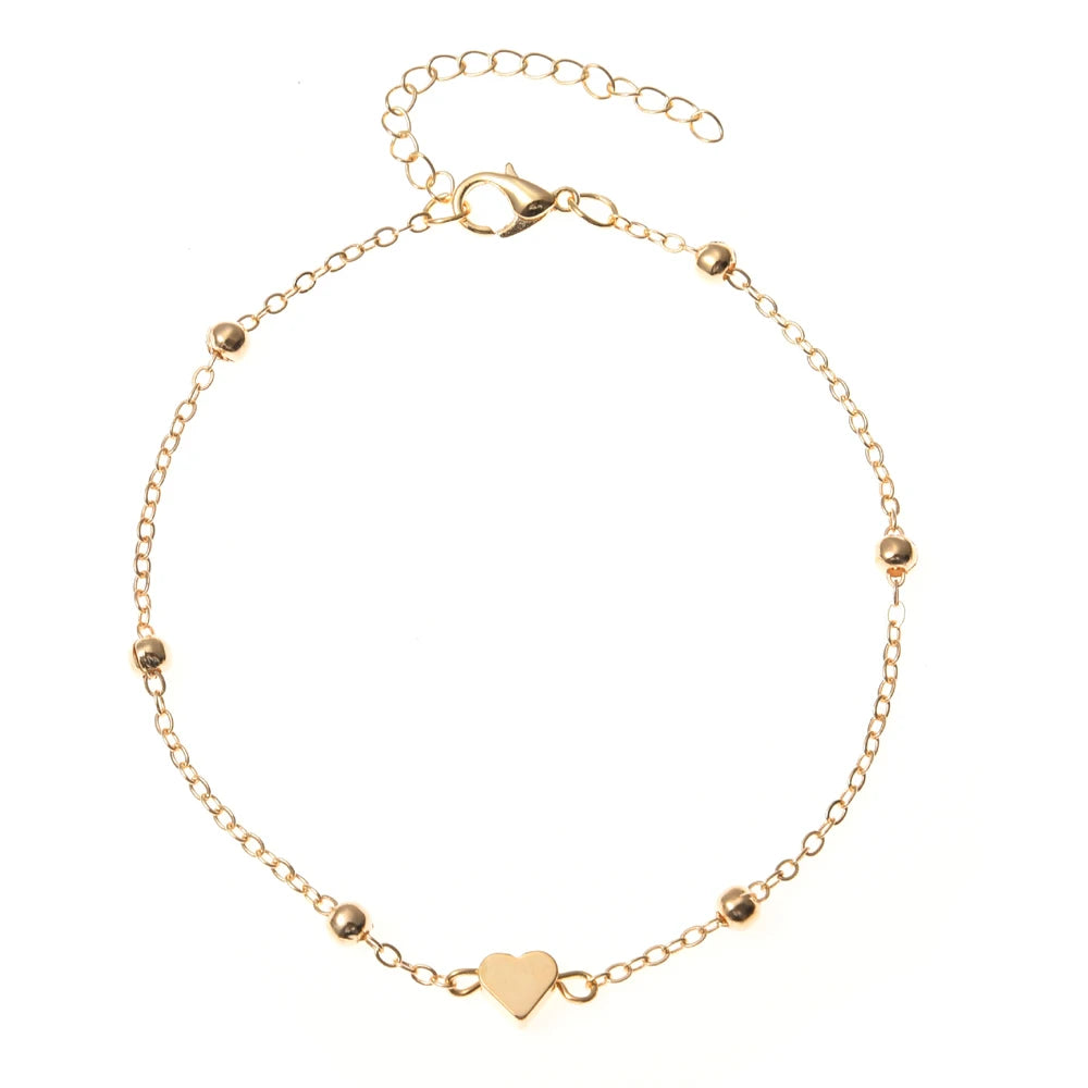 Simple Multilayer Heart Female Anklets