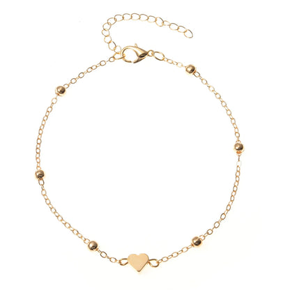 Simple Multilayer Heart Female Anklets