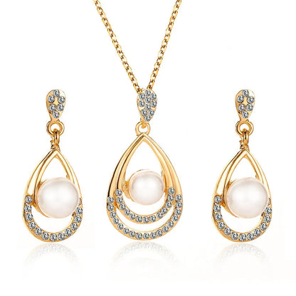 Elegant Simulated Pearl Bridal Necklaces/Earrings Jewelry Set