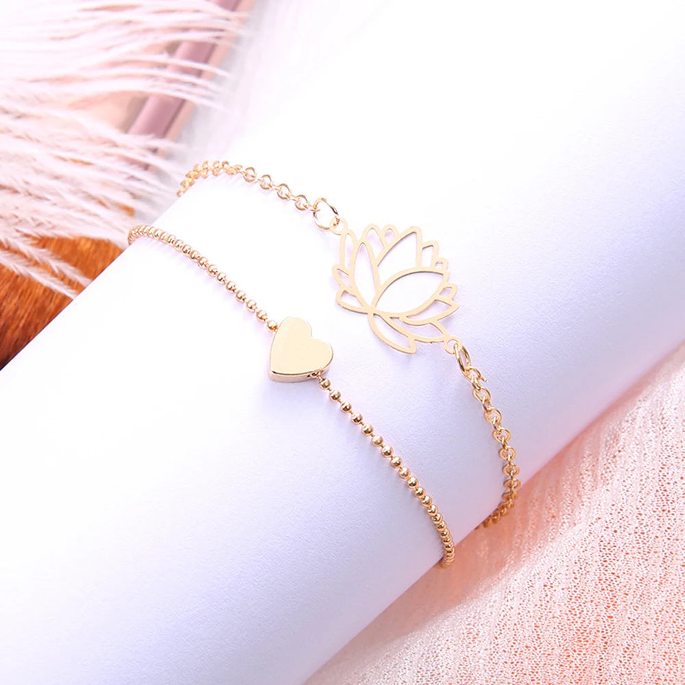 Simple Female Personality Hollow Lotus Bracelets