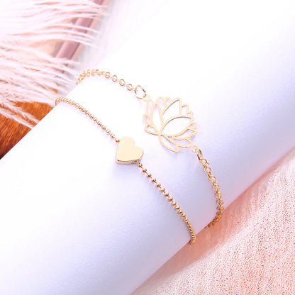 Simple Female Personality Hollow Lotus Bracelets