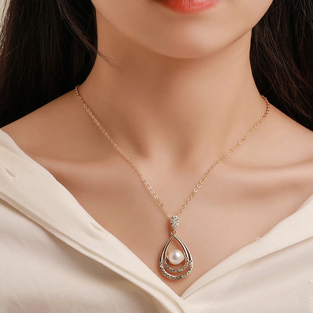 Elegant Simulated Pearl Bridal Necklaces/Earrings Jewelry Set