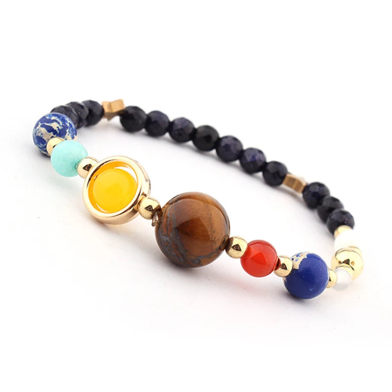 Solar System Guardian Star Natural Stone Beads Bangle
