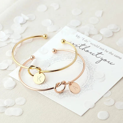 Rose Gold/Silver Color Alloy Letter Bracelet Snake Chain Charm