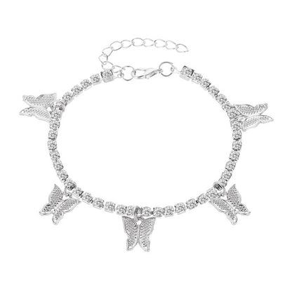 Butterfly Rhinestone Tennis Chain Foot Chain Anklet