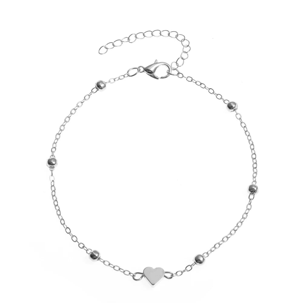 Simple Multilayer Heart Female Anklets