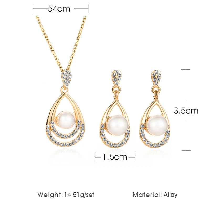 Elegant Simulated Pearl Bridal Necklaces/Earrings Jewelry Set