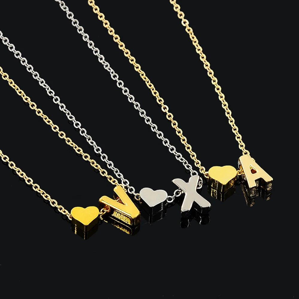 Tiny Heart Dainty Initial Necklace Choker