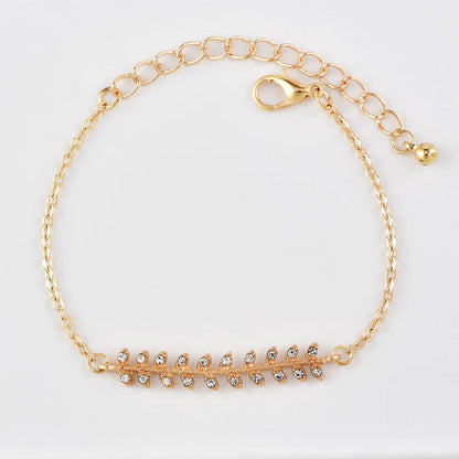 4 Pcs/Set Women's Fashion Crystal Triangle Circle Leaf Chain Bracelet