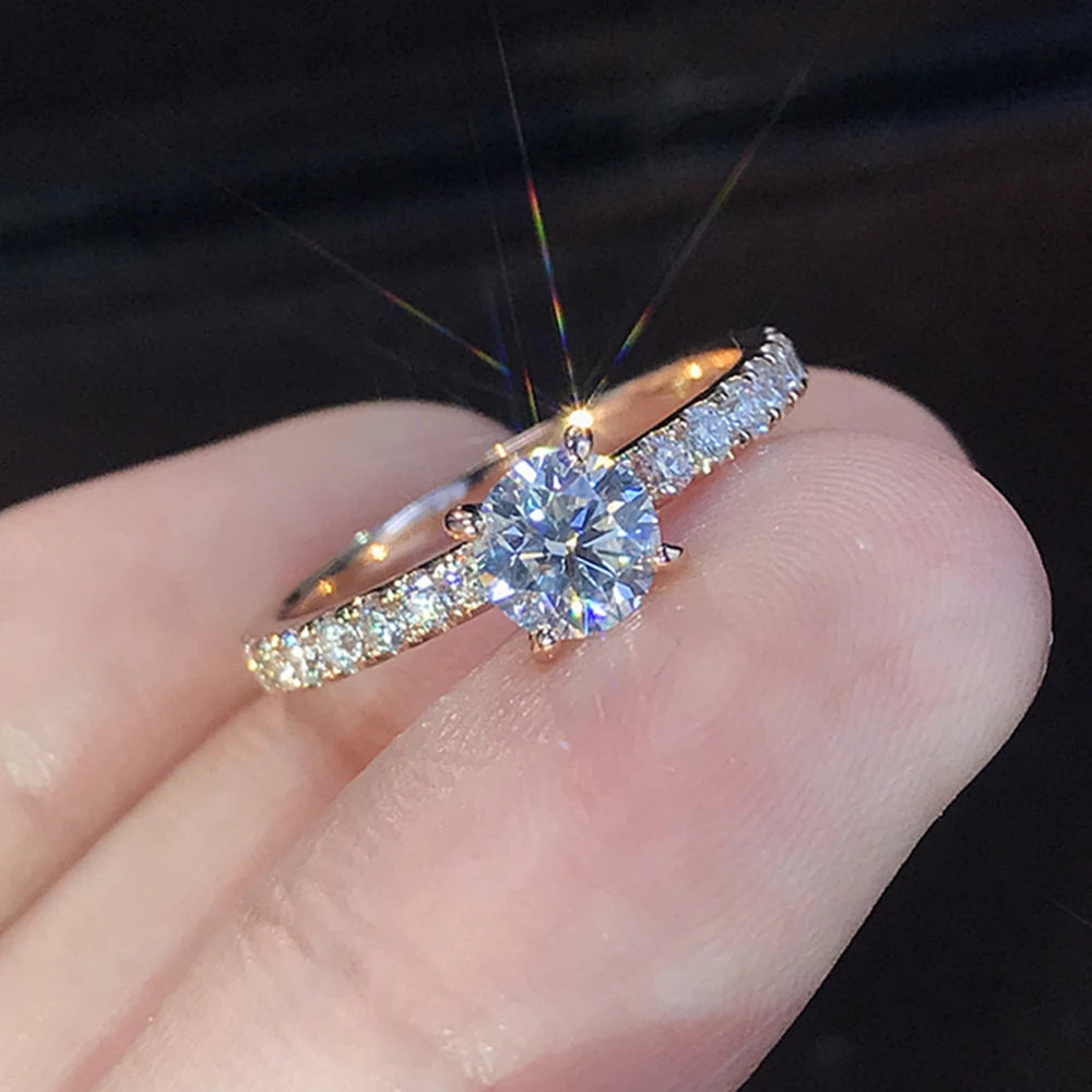 Elegant Crystal Engagement Design Ring