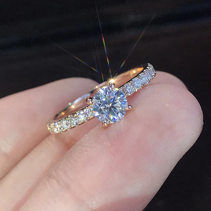 Elegant Crystal Engagement Design Ring