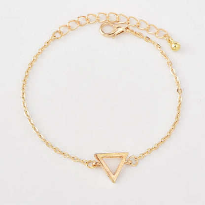 4 Pcs/Set Women's Fashion Crystal Triangle Circle Leaf Chain Bracelet
