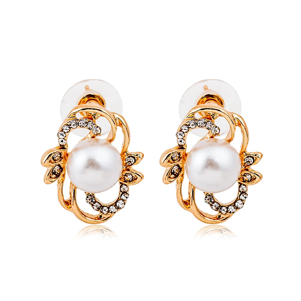 Elegant Simulated Pearl Bridal Necklaces/Earrings Jewelry Set