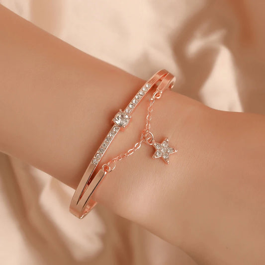 Luxury Stainless Steel Female Heart Forever Love Charm Bracelet