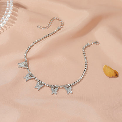 Butterfly Rhinestone Tennis Chain Foot Chain Anklet