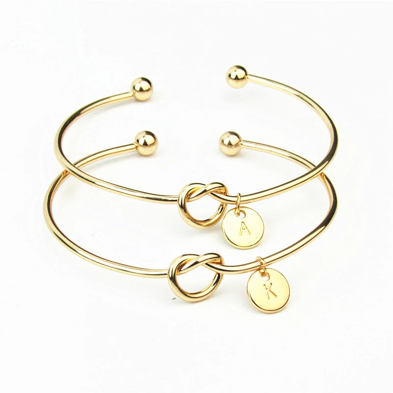 Rose Gold/Silver Color Alloy Letter Bracelet Snake Chain Charm