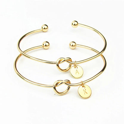 Rose Gold/Silver Color Alloy Letter Bracelet Snake Chain Charm