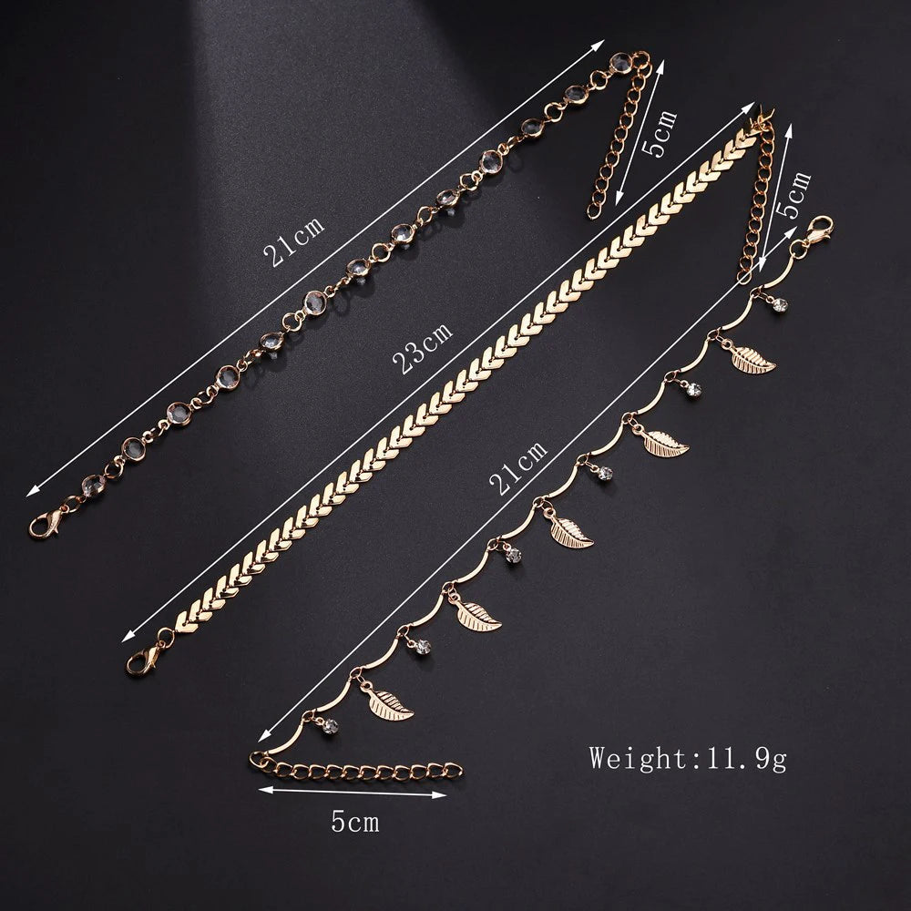 3pcs Bohemian Anklets Set