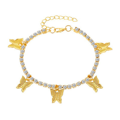 Butterfly Rhinestone Tennis Chain Foot Chain Anklet