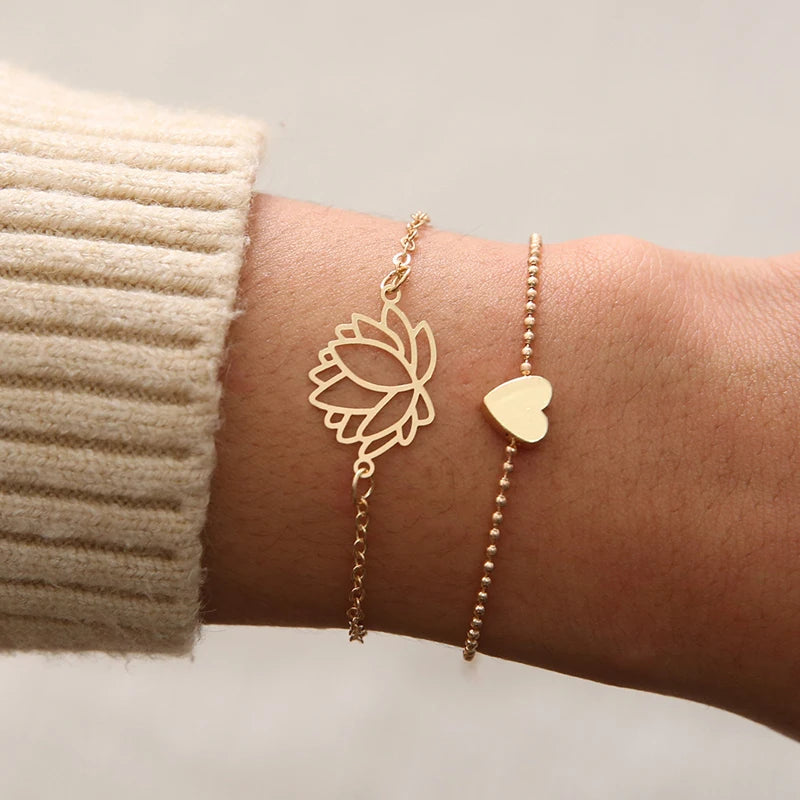 Simple Female Personality Hollow Lotus Bracelets